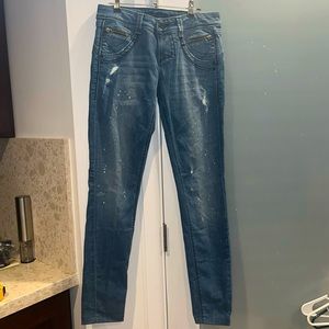 Bebe Paint Splatter and Bling Jeans Sz 28” X 30”